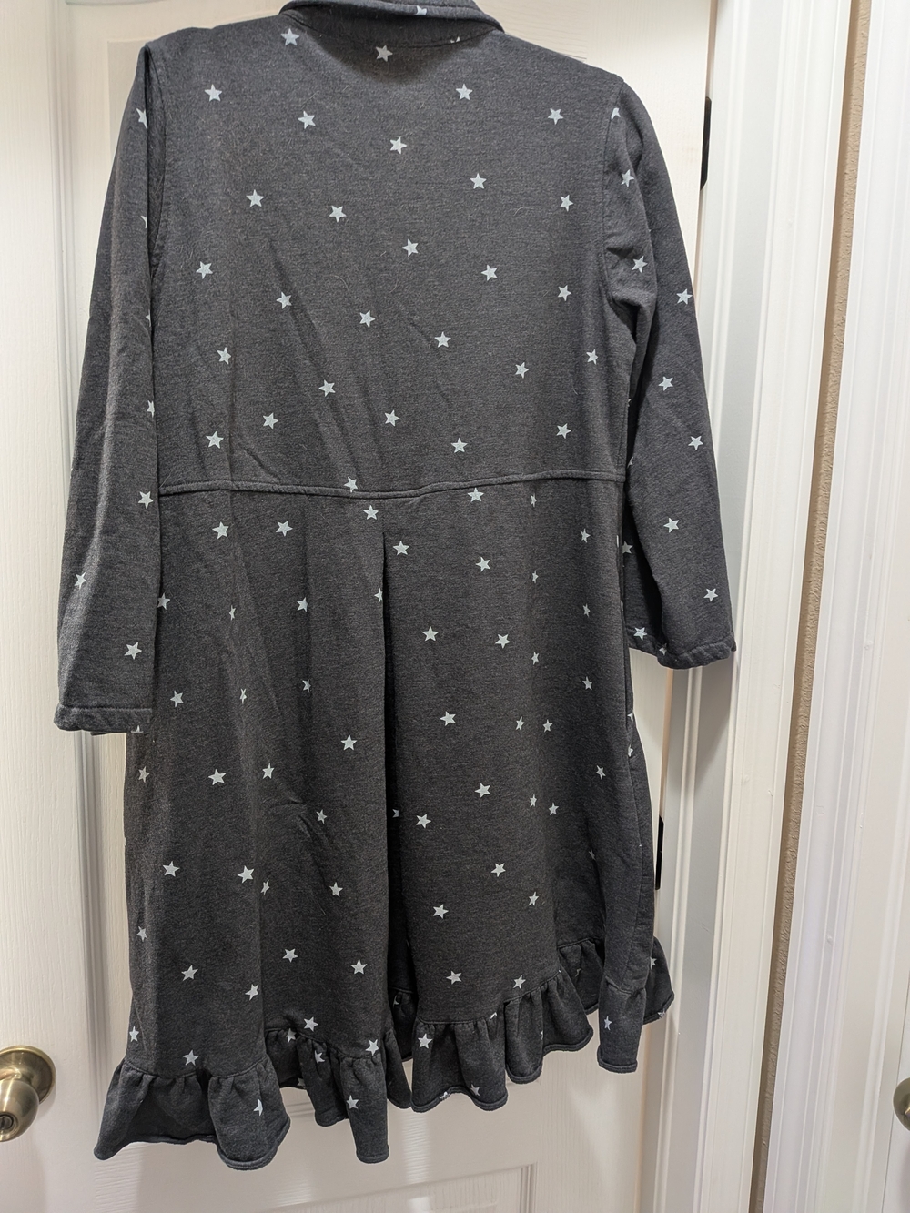 Paper Lace Navy Star Print Button-Front Jacket with Ruffle Hem PTP 21" - Picture 2 of 2